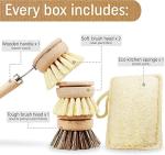 Eco-Friendly Wooden Dish Brush & Sponge Set