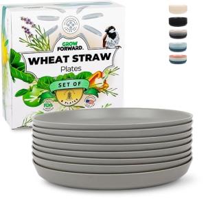 Eco-Friendly Wheat Straw Dinner Plate Set - 8 Pieces
