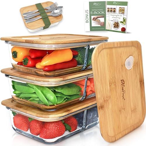 Eco-Friendly Glass Meal Prep Containers with Bamboo Lids