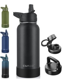CIVAGO 32 oz Insulated Water Bottle with Lids