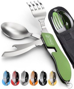 4-in-1 Portable Camping Utensils Set - Green