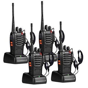 Pxton Long Range Walkie Talkies with Earpieces - 4 Pack
