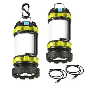 Rechargeable LED Lantern Flashlight 2-Pack for Emergencies