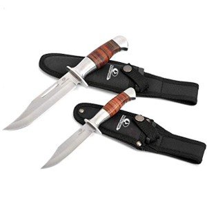 Mossy Oak Bowie Knife with Leather Handle & Sheath
