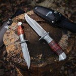Mossy Oak Bowie Knife with Leather Handle & Sheath