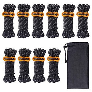 Hikeman 10 Pack Reflective Camping Guy Lines