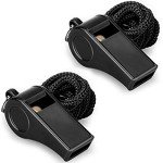 Loud Plastic Sports Whistles - 2 Pack with Lanyard