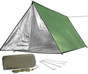 Green Emergency Survival Blanket and Tube Tent Set