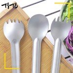Titanium Long Handle Spork and Spoon Set