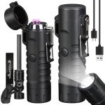 Windproof Arc Lighter with LED Flashlight Combo