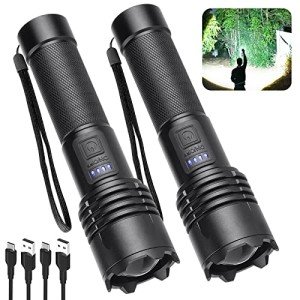 Alicegirl Rechargeable Bright LED Flashlight 2-Pack