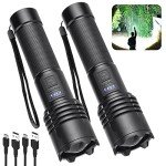 Alicegirl Rechargeable Bright LED Flashlight 2-Pack