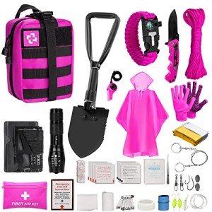 Pink Survival Kit for Women: First Aid & Camping Gear