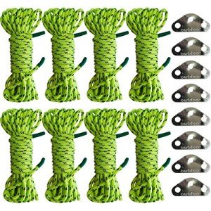 Reflective Tent Rope with Tensioners - 8-Pack