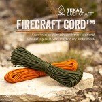 Texas Bushcraft Firecraft Utility Paracord Rope 25ft