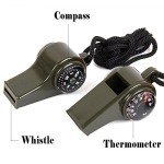 3-in-1 Emergency Survival Gear: Whistle, Compass, Thermometer