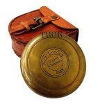 Vintage Brass Pocket Compass with Leather Case