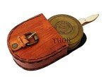 Vintage Brass Pocket Compass with Leather Case