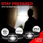 Bright LED Headlamps - 2 Pack with Adjustable Bands