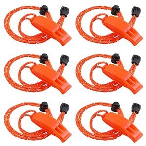6-Pack Emergency Whistles with Reflective Lanyard