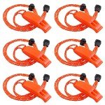 6-Pack Emergency Whistles with Reflective Lanyard