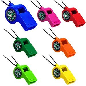2-in-1 Emergency Whistle with Compass - 7 Pack