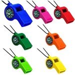 2-in-1 Emergency Whistle with Compass - 7 Pack