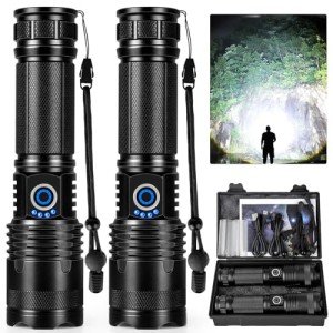 Super Bright Rechargeable LED Flashlight (2 Pack)