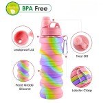Rainbow Collapsible Silicone Water Bottles - BPA Free