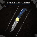Damascus Steel Pocket Knife with Sheath - 6.5 Inch