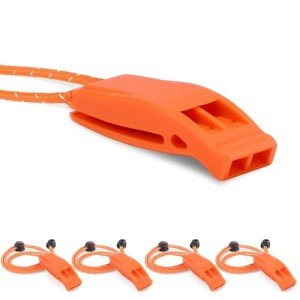 Loud Safety Whistles with Reflective Lanyard - 4 Pack