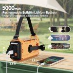 5000 Weather Radio: Solar, Hand Crank, Portable