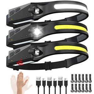 3-Pack Rechargeable Motion Sensor LED Headlamps