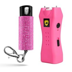 Pink Pepper Spray & Stun Gun Keychain Combo
