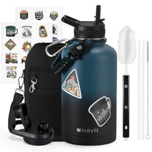 64 oz Insulated Water Bottle with Straw and Lid