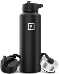 40 oz Stainless Steel Hydration Flask with 3 Lids