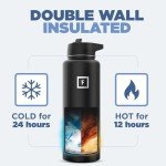 40 oz Stainless Steel Hydration Flask with 3 Lids