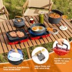 Portable 2 Burner Camping Stove Set with Cookware