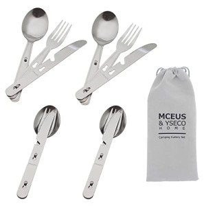 Compact 4-in-1 Camping Cutlery Set with Bag