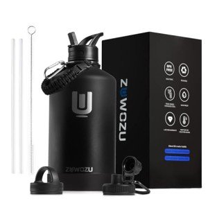 1-Gallon Insulated Steel Water Jug with Straw