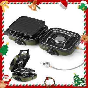 Portable 2-Burner Camping Stove with Adjustable Burners