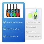 Long Range Walkie Talkies 4-Pack with USB-C Charging