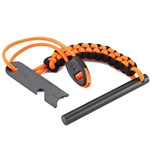 FOSTAR 4" Ferro Rod Fire Starter with Whistle
