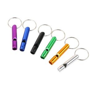 Loud Aluminum Emergency Whistle Keychain - 6 Pack