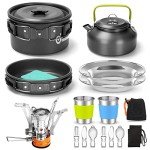 16-Piece Camping Cookware Set with Folding Stove