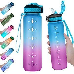 32 oz Leak-Proof Water Bottle with Times Marker