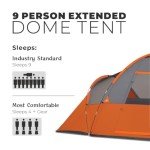Large Family Camping Tent for 9 People, Orange