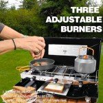 Portable 3-Burner Propane Camping Stove with Wind Guards