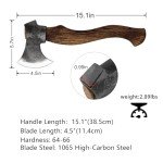 Hand Forged Carbon Steel Camping Axe with Sheath
