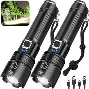 Super Bright Rechargeable LED Flashlights - 2 Pack